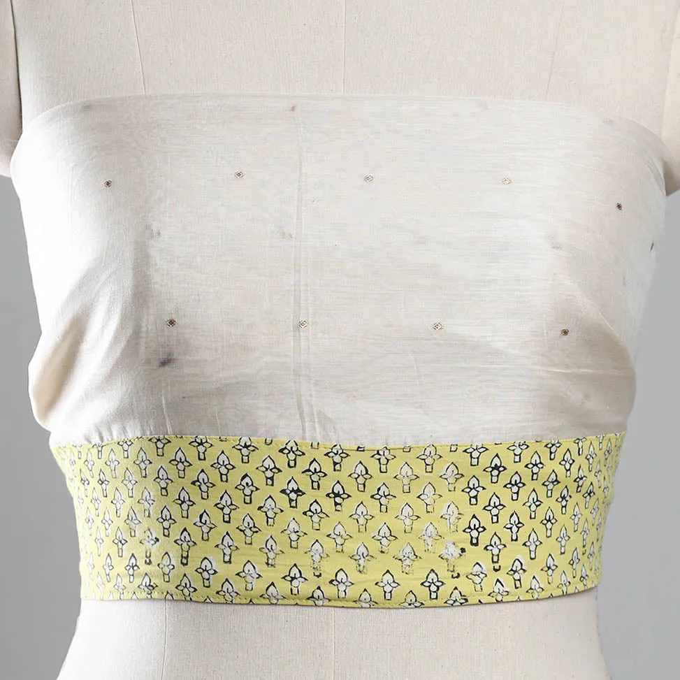 White - Chanderi Silk Zari Buti Blouse Piece 52