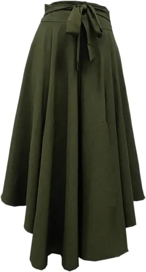 Women's Basic Solid Color Women's Casual Pocket Wrap Elegant Long Skirt Flared Geometric Casual Skirts